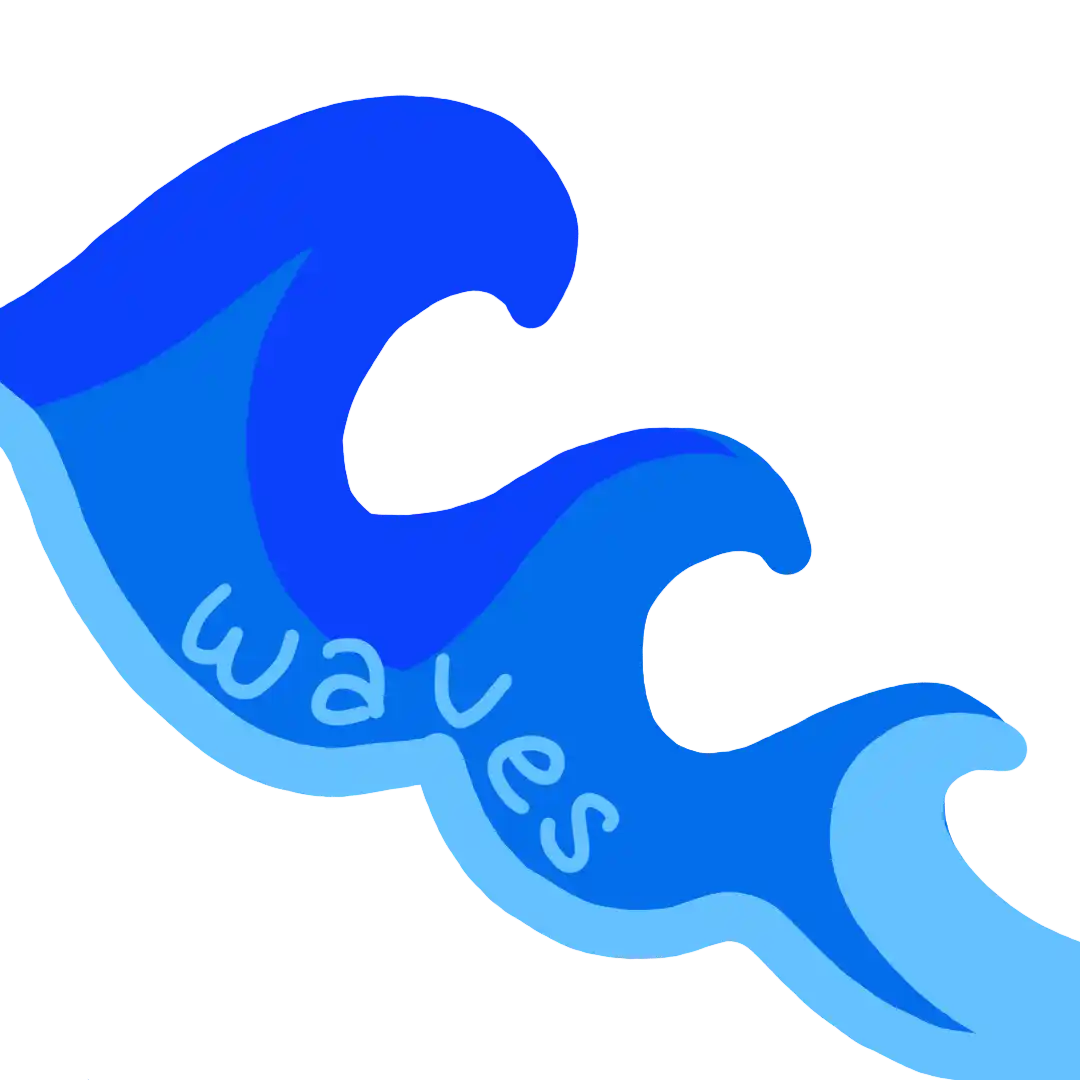 Drawing waves with text 'waves'